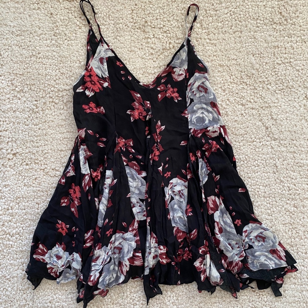 Black floral flowy free people dress size xs